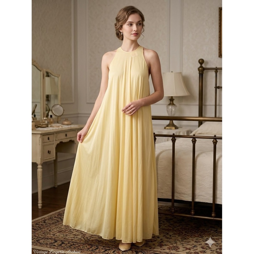 Vintage Stan Herman Youthcraft Charmfit Butter Yellow Nightgown L Coquette